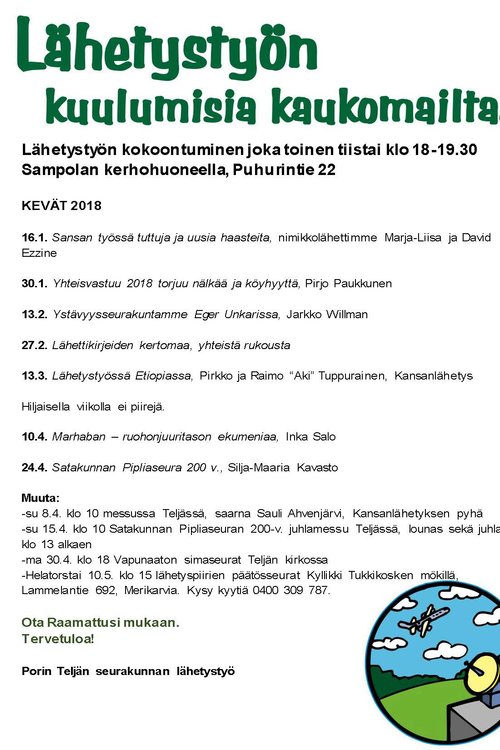 Lähetystyön kuulumisia kaukomailta, Sampolan lähetyspiiri Lähetystyön kuulumisia kaukomailta, Sampolan lähetyspiiri