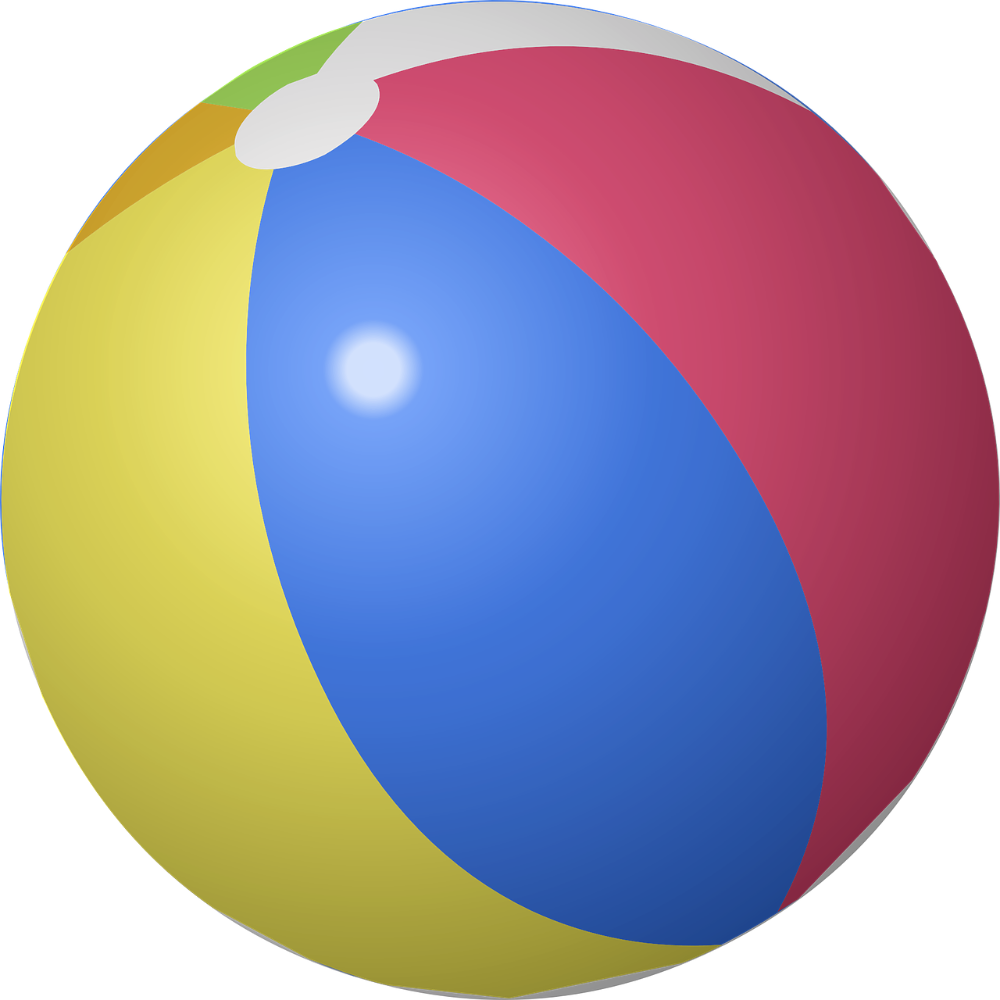 Rantapallo, jossa väreinä keltainen, oranssi, vihreä, valkoinen, punainen ja sininen.