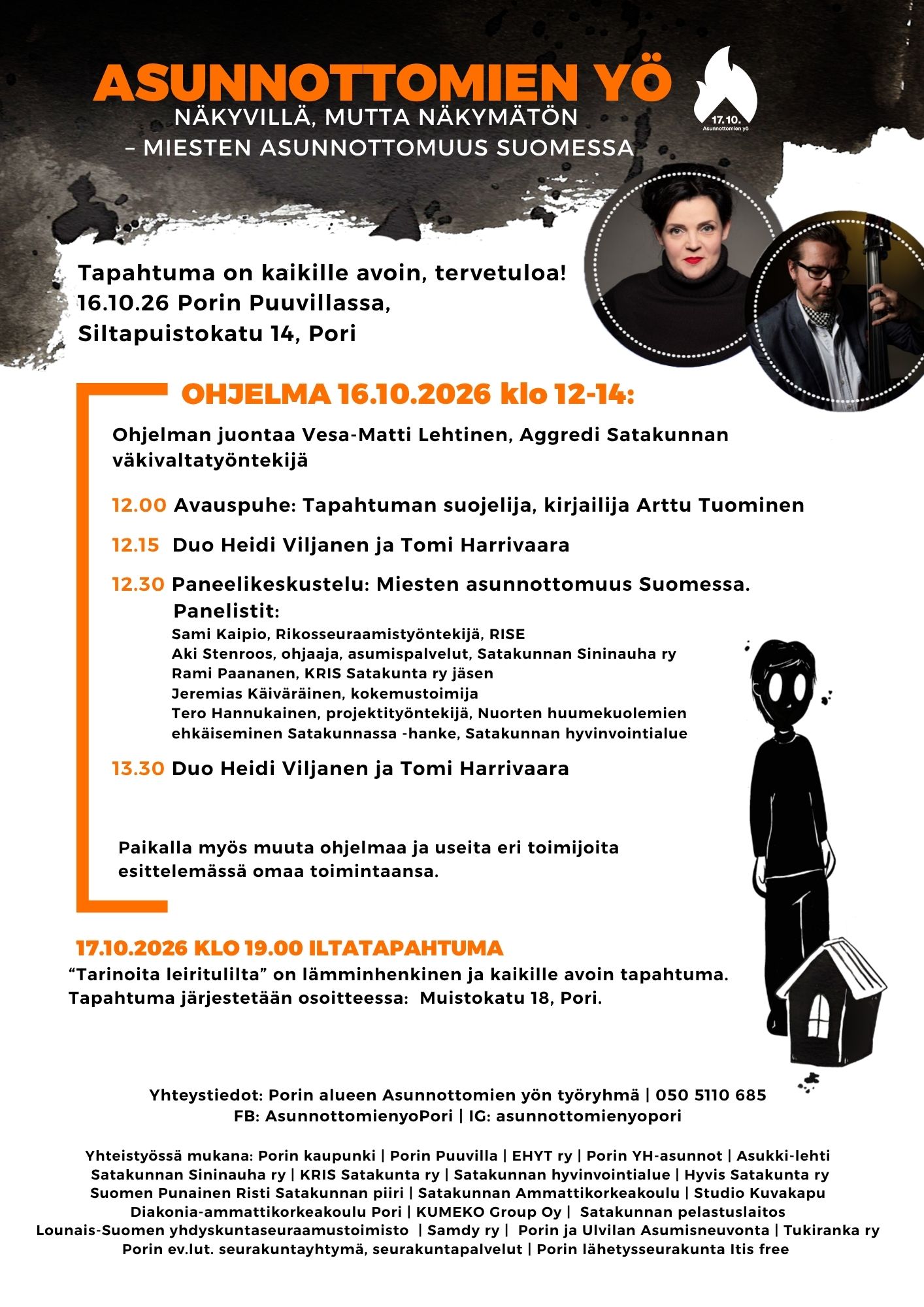 Kuvassa on ihmettelevä ihmishahmo sekä muusikoiden kuva.