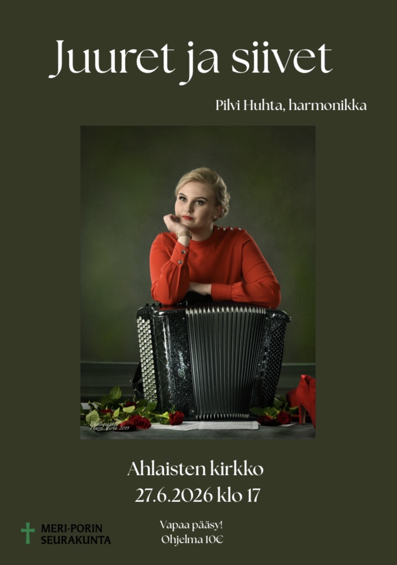 Kuva Pilvi Huhdasta nojaamassa harmmonikkaan