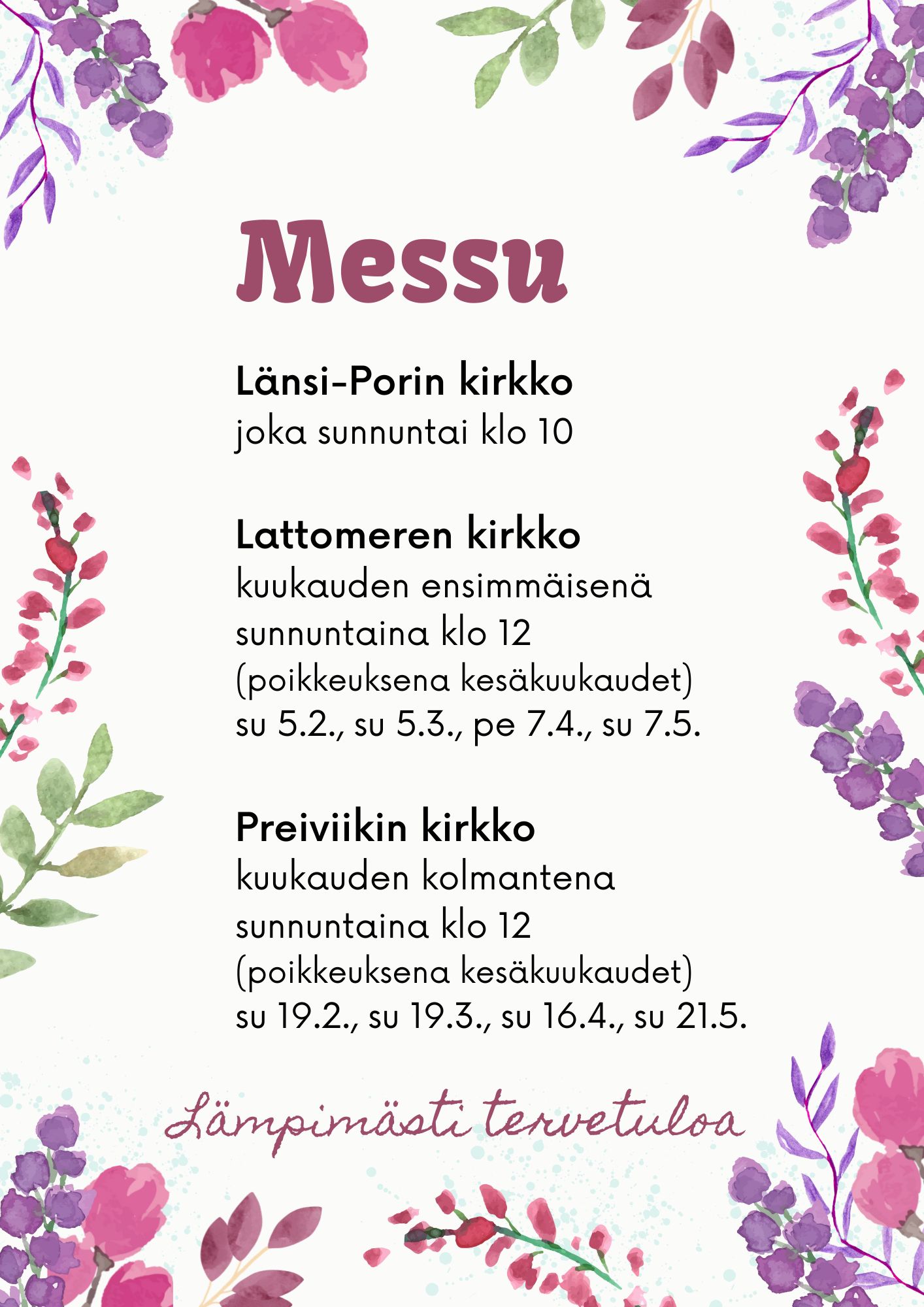 kukkia koristeena messumainoksessa
