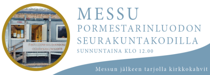 Pormestarinluodon seurakuntakodin ovi ja risti