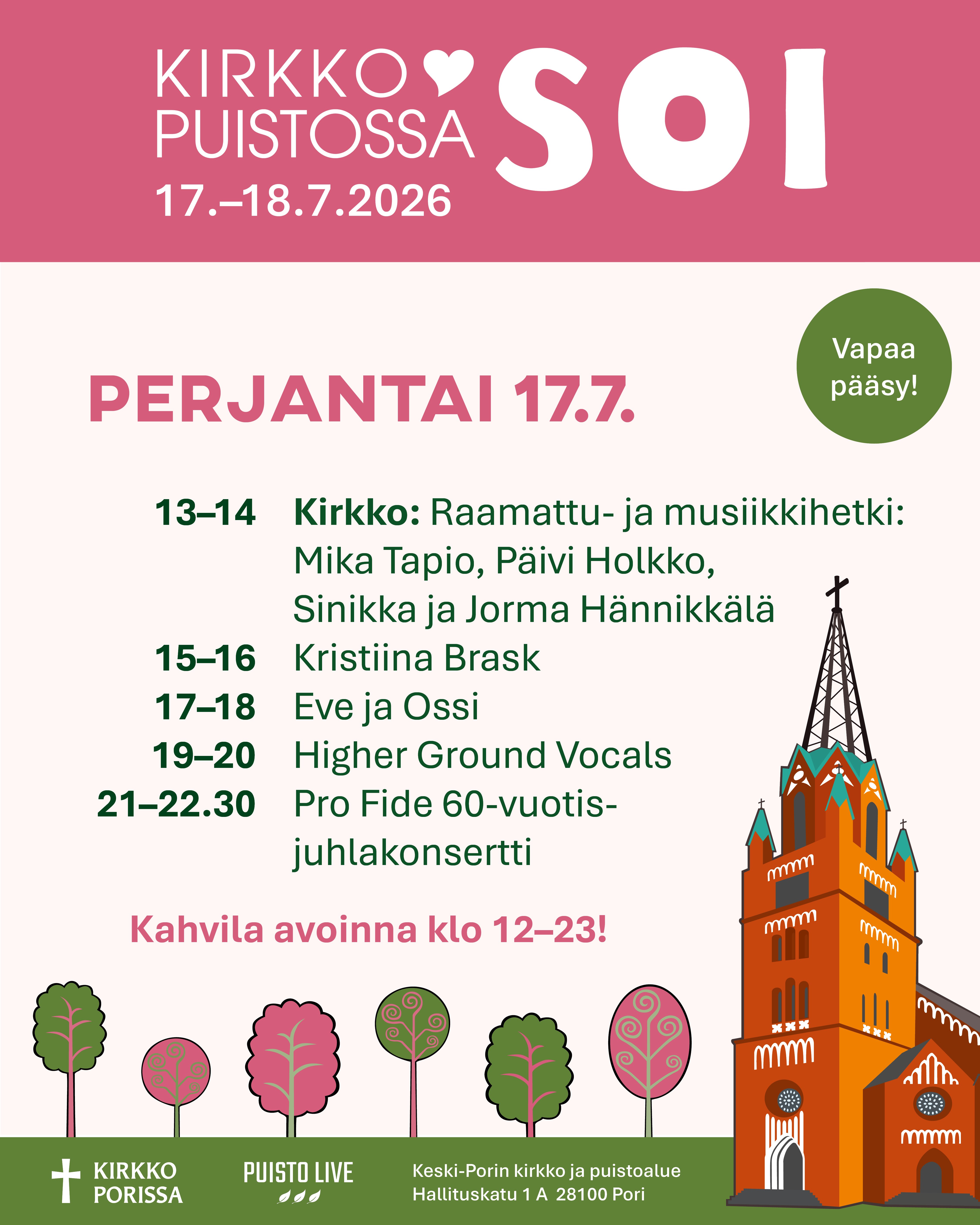 Tapahtuman taitettu mainos.