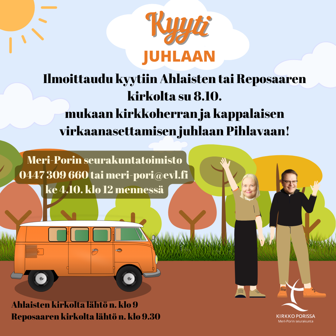 bussi ja vilkuttavat ihmiset