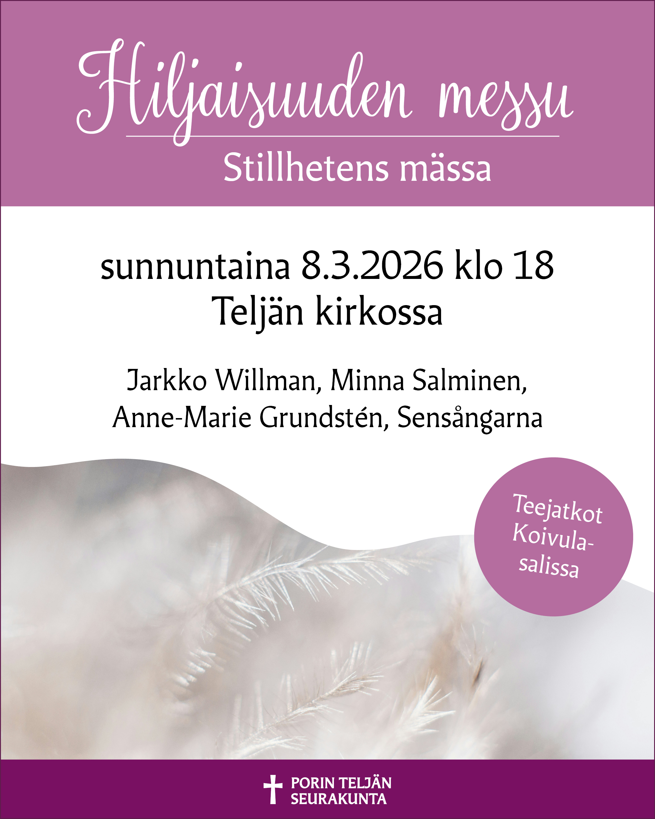 Hiljaisuuden messun taitettu mainos.