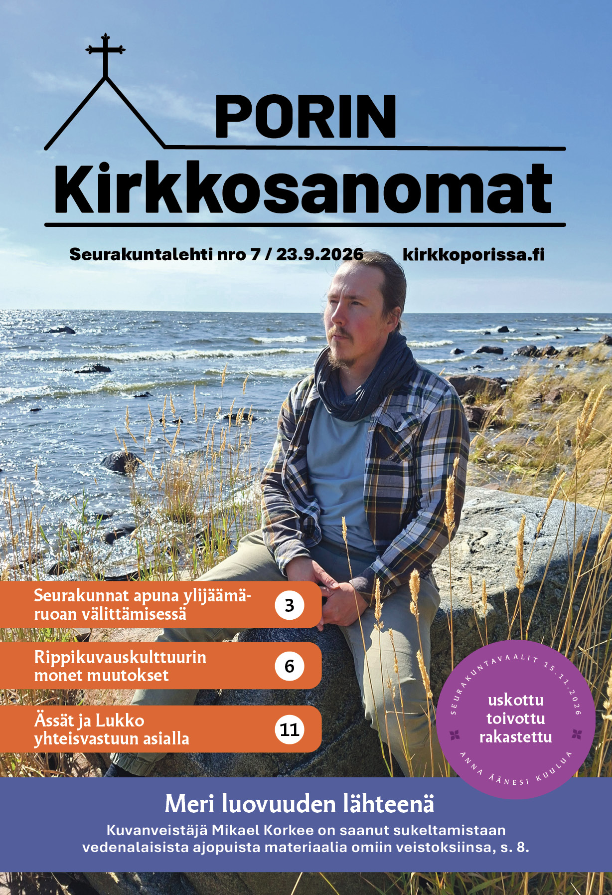 Porin Kirkkosanomien kansikuva.