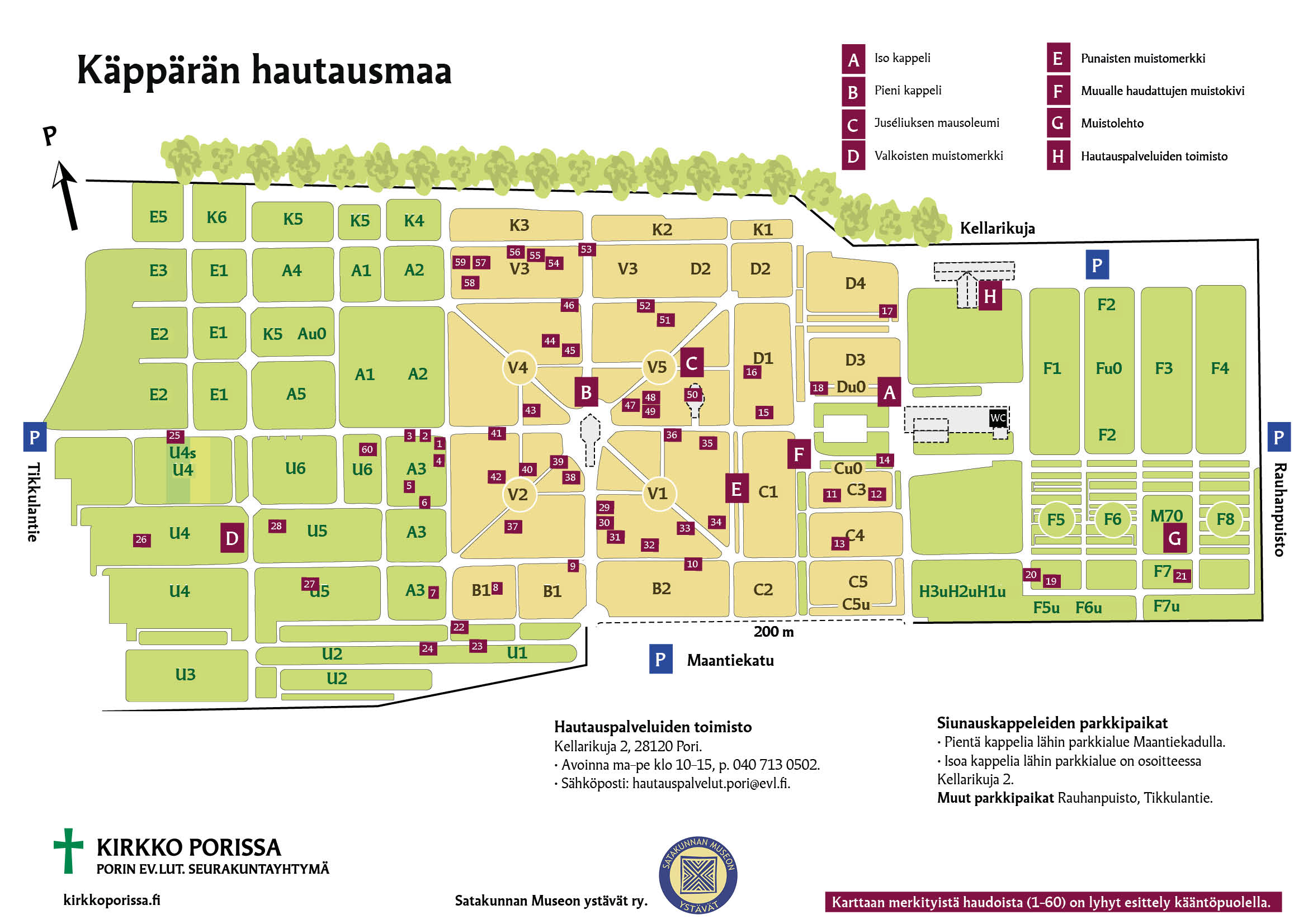 Kuva Käpprän hautausmaan kartasta.