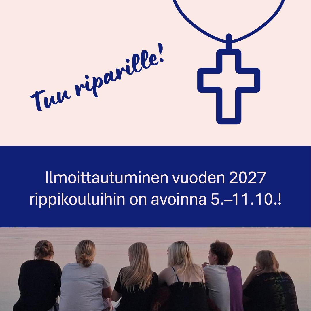 Rippikouluilmoittautumisten mainoskuva. 