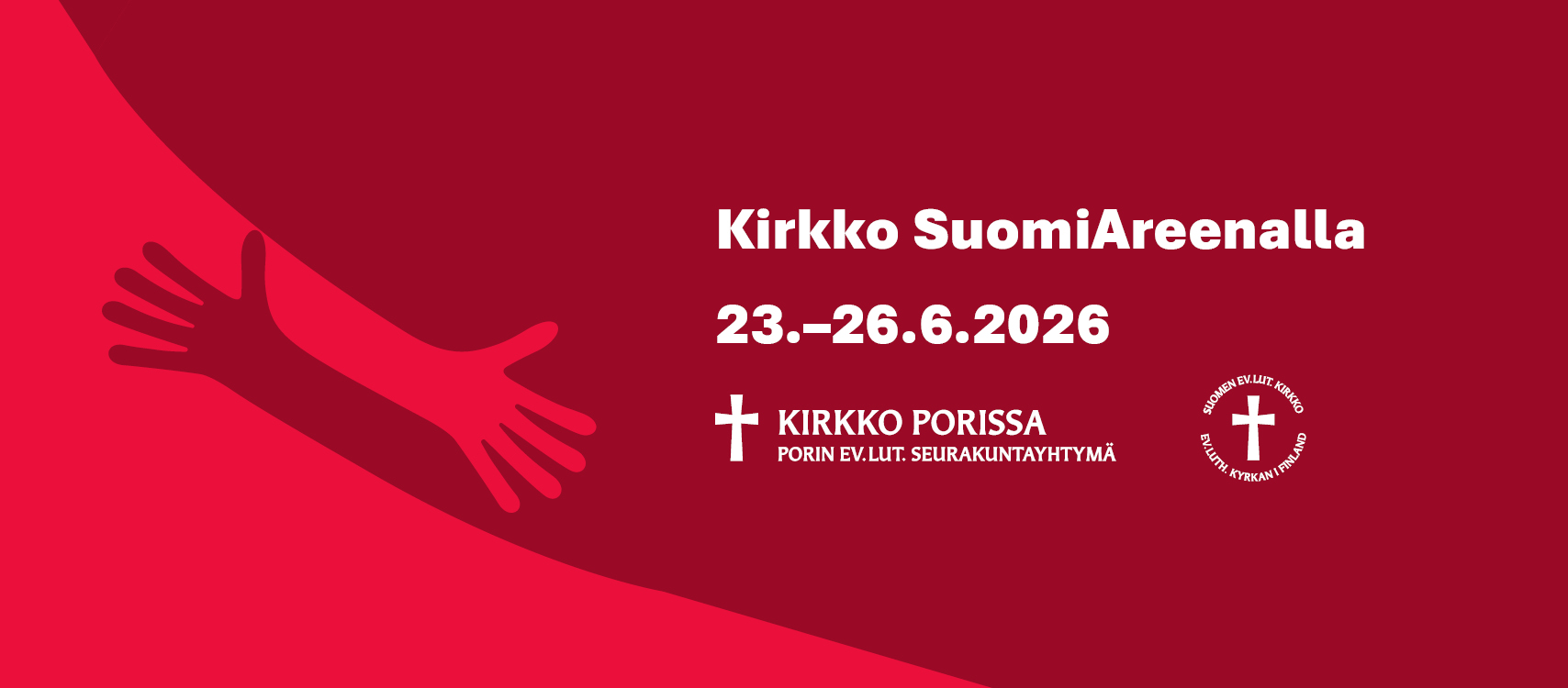 Kirkko SuomiAreenalla -taitettu mainoskuva.